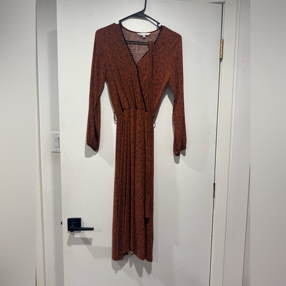 DownEast Rust Brown Long Sleeve Dress